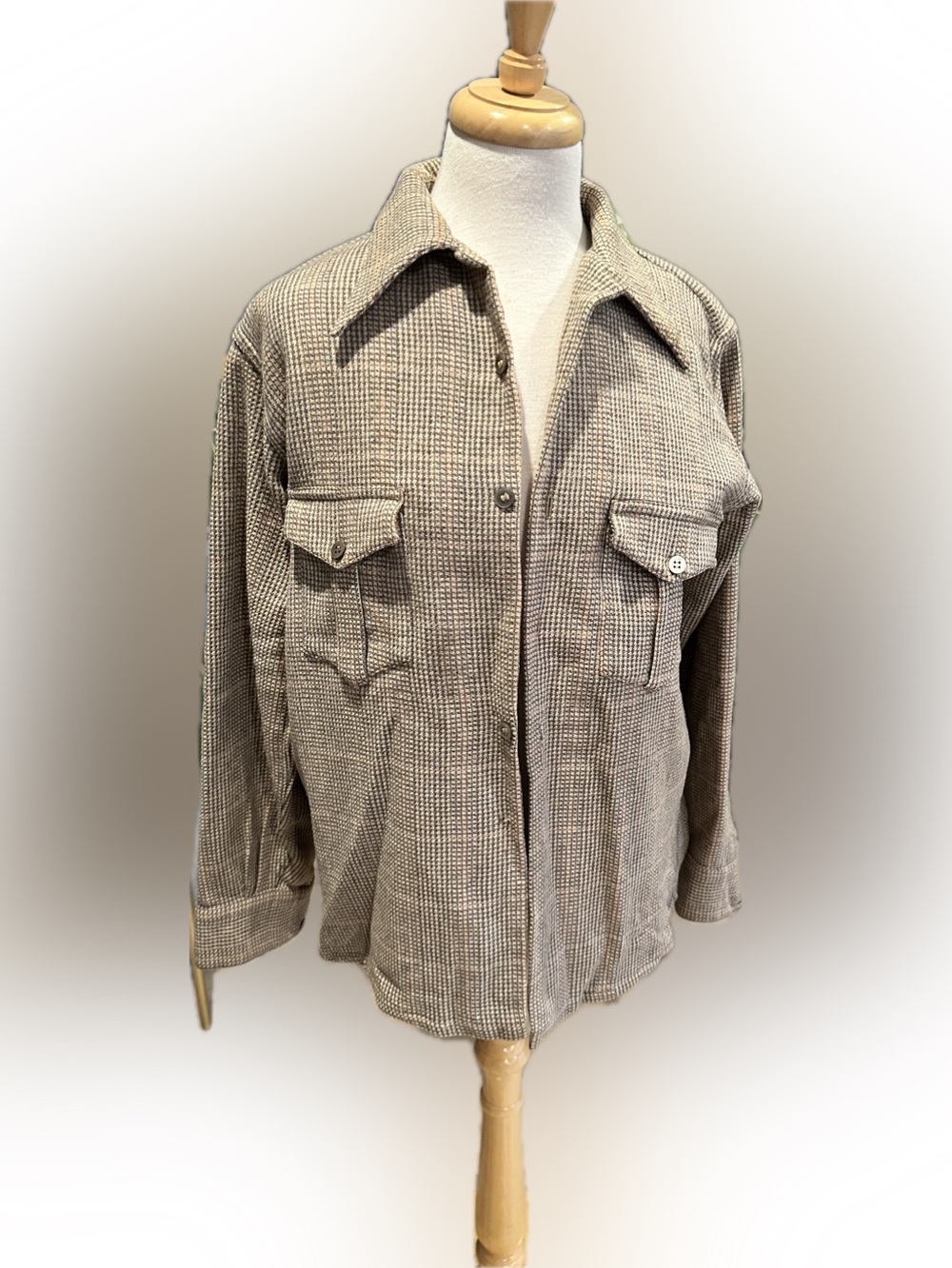 Vintage Wimbledon Virgin Wool Houndstooth Utility Jacket